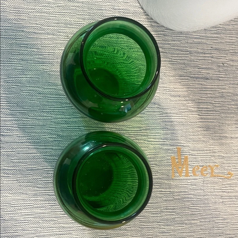 Pair of Vintage Forest Green Anchor Hocking Bud Vases